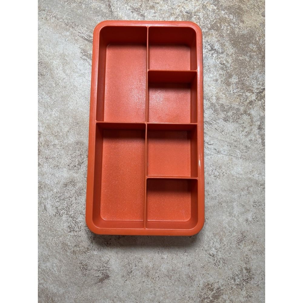 Vintage Tupperware Orange Stow N Go 1579 Organizer Tray 1423-3 tuppercraft
